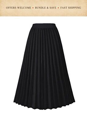High Waist Pleated A-Line Midi Skirt